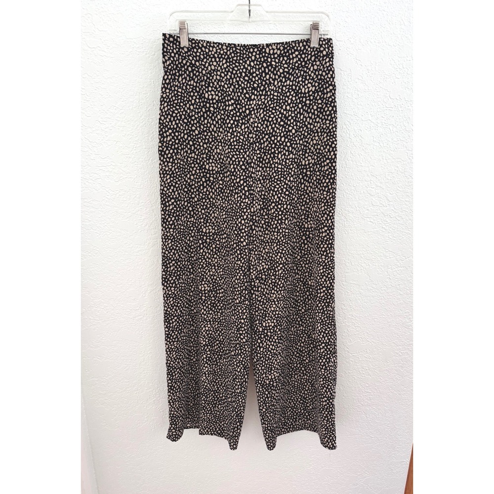 Coldwater Creek Wide Leg Pull On Pants Abstract Polka Dot Size 4 Stretch Comfort